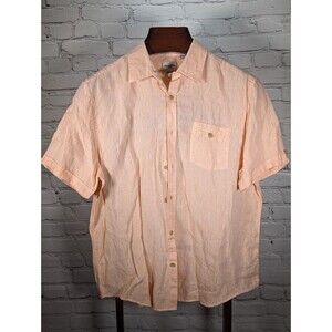 Murano Shirt Adult Large Pink Coral Orange 100% Linen Baird McNutt Mens